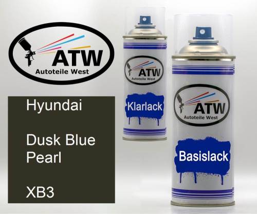 Hyundai, Dusk Blue Pearl, XB3: 400ml Sprühdose + 400ml Klarlack - Set, von ATW Autoteile West.
